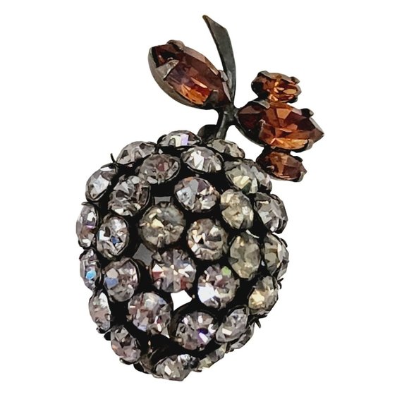 VTG Verified Unsigned Schreiner NY 2-Tone Berry Brooch - Rare Color Combo (A583)